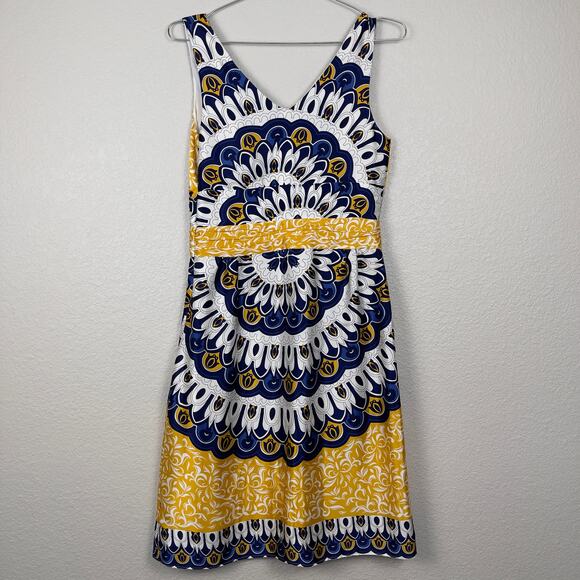 Isabel Marant Silk Mandala Dress Blue Yellow Size 4 Knee Length Eclectic Boho - Picture 2 of 13